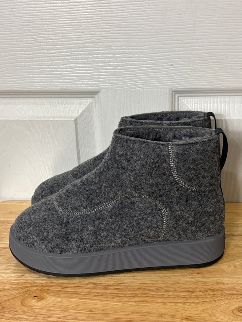 ALLBIRDS Gray Kiwi Boot B Grade Cozy Wool Blend Lined Slip-On Booties Size